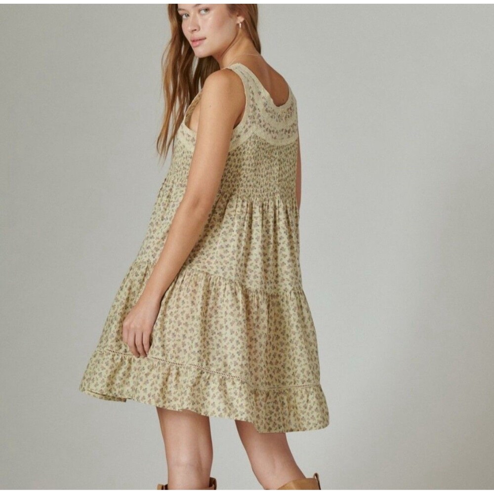 Lucky Brand Cream Floral Tiered Mini Dress - Picture 2 of 6